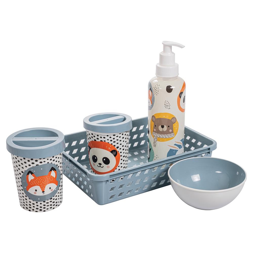 Kit Higiene Bichinhos Nórdico Floresta Bebê 5 Peças Plasútil