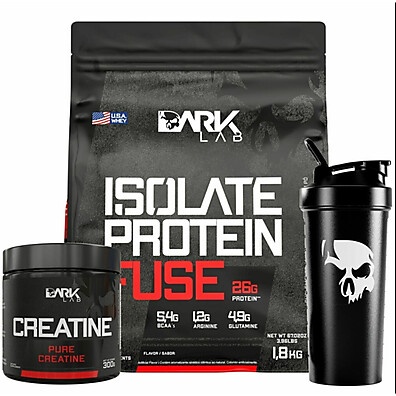 Kit Hipertrofia Dark Lab: Whey, Creatina e Coqueteleira