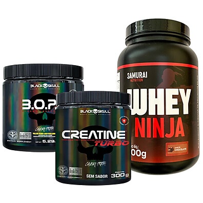 Kit Hipertrofia: Whey, Creatina e Pré-Treino