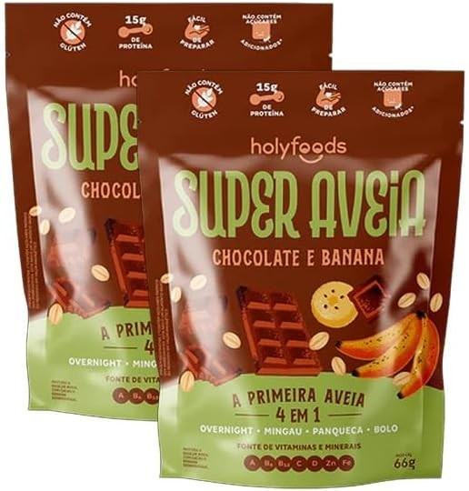 Kit 2X: Super Aveia Chocolate com Banana Sem Glúten Holyfoods 66g