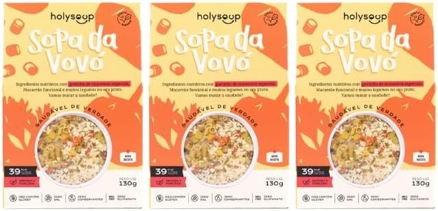 Kit 3X: Sopa da Vovó Sem Glúten Holysoup 130g