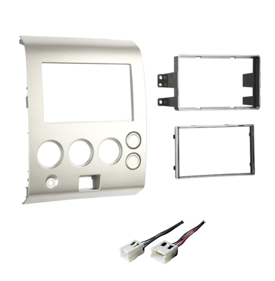 Kit Instalação Rádio Duplo Din Nissan Armada/Titan: Painel + Chicote Prata