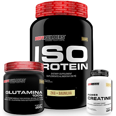 Kit Iso Protein 2kg + Creatina 100g + Glutamina 300g: Complete seu Treino