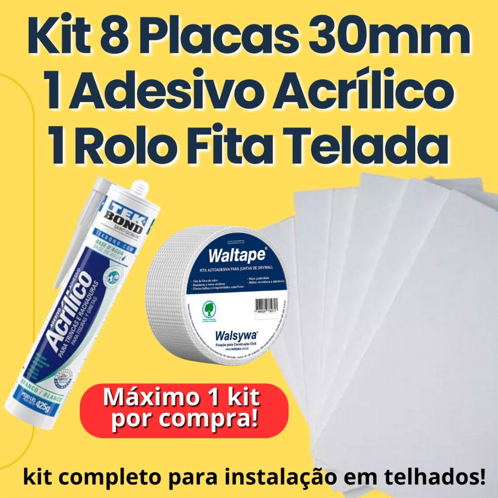 Kit Isopor 30mm: Placas, Cola e Fita Telada