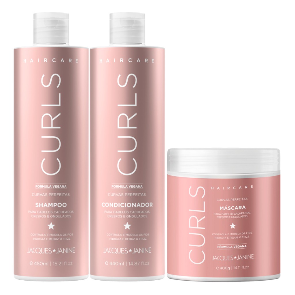 Kit Jacques Janine Curls: Shampoo, Condicionador e Máscara para Cachos Definidos