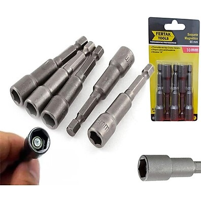 Kit Jogo Bits Soquete Magnético 10mm Fertak – Profissional e Prático