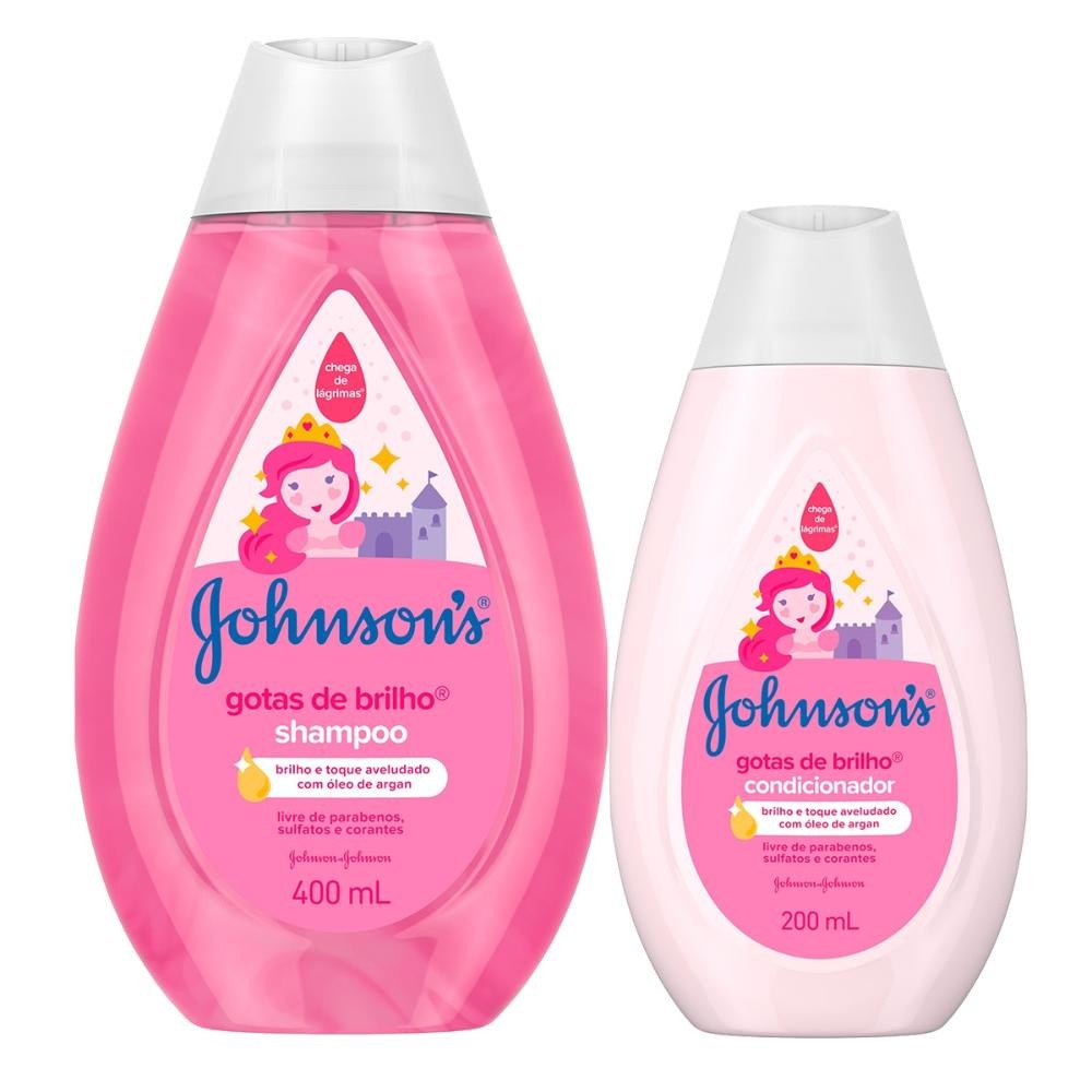 Kit Johnson's Baby Gotas de Brilho: Shampoo 400ml + Condicionador 200ml