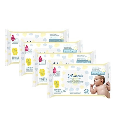 Kit Johnson's Baby Recém-Nascido – 384 Lenços Umedecidos