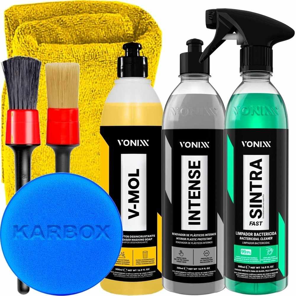 Kit Completo Vonixx & Karbox: Limpeza e Brilho Impecáveis para Seu Carro