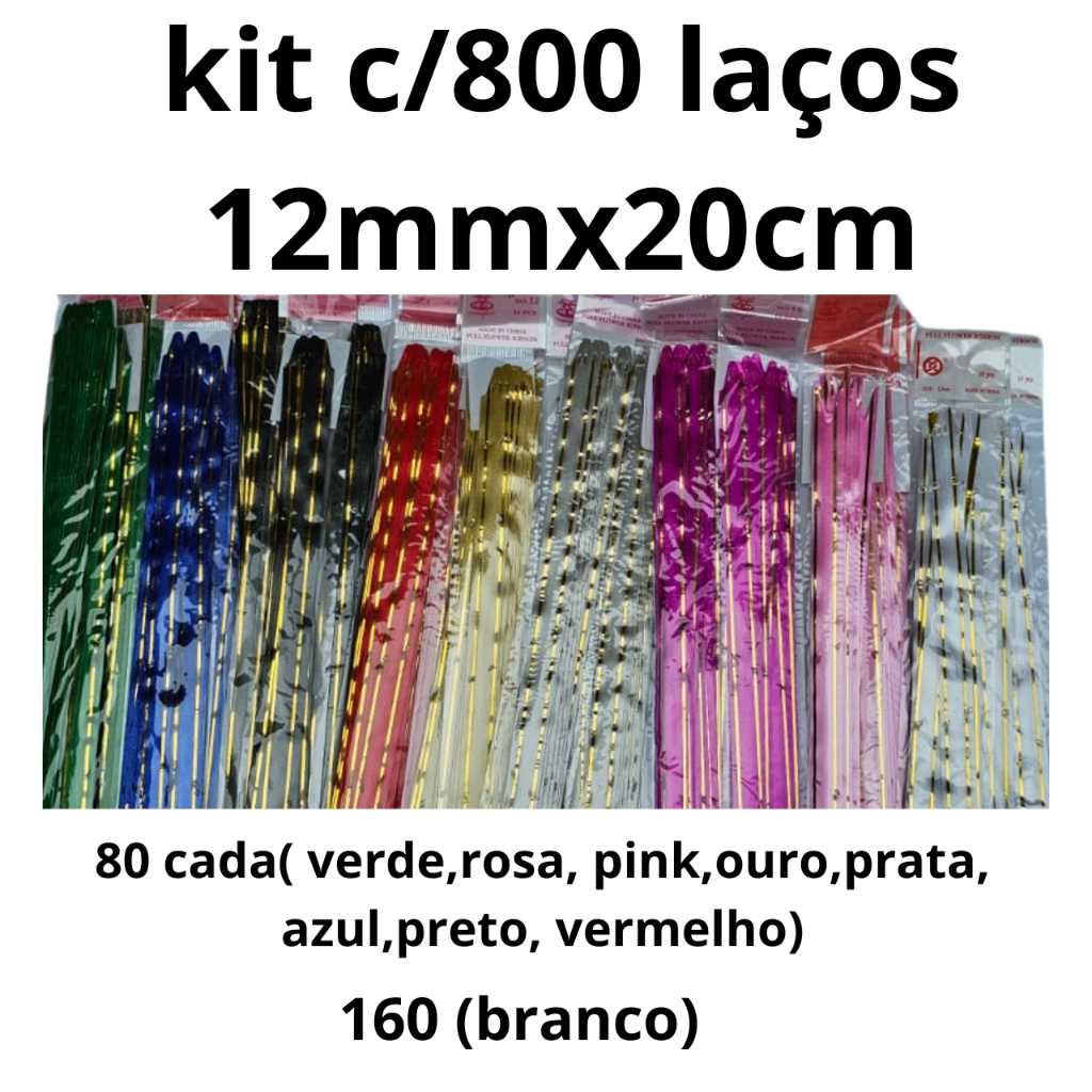 Kit Laços Fáceis com Fio Dourado 12mmx20cm – 800 Unidades Sortidas para Presentes e Decoração