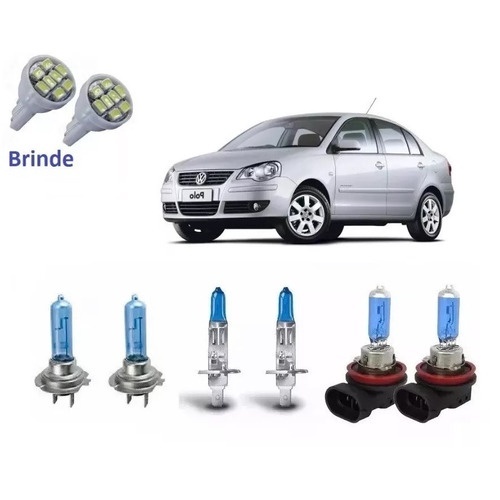 Kit Lâmpadas Super Branca + LED Polo 2007-2010: Iluminação Segura e Potente