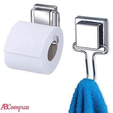 Kit Lavabo Cromado: Toalha & Papel Higiênico