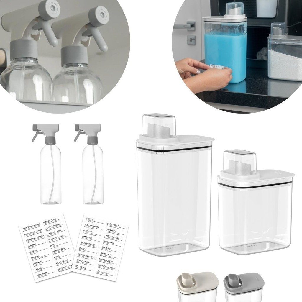 Kit Lavanderia Organizada: Dispenser + Borrifador