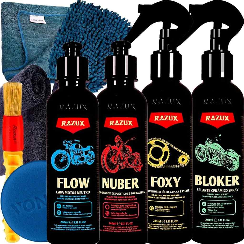 Kit Lavar Moto Razux: Limpeza Profissional!
