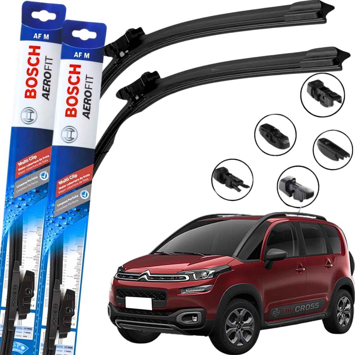 Kit Palhetas Limpador Parabrisa Bosch Aerofit Multiclip Citroën Aircross 2016-2024