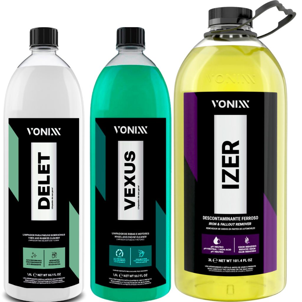 Kit Limpeza Automotiva Vonixx: Pneus, Rodas e Motor!
