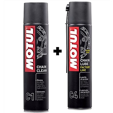 Kit Limpeza e Lubrificação Corrente Motul: C1 + C4 400ml