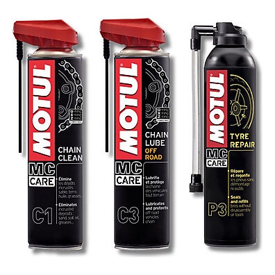 Kit Limpeza e Lubrificação Motul: Corrente + Pneu