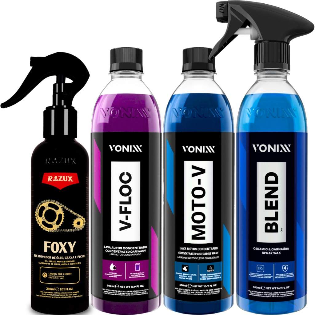Kit Limpeza Moto Vonixx: Desengraxe + Brilho!