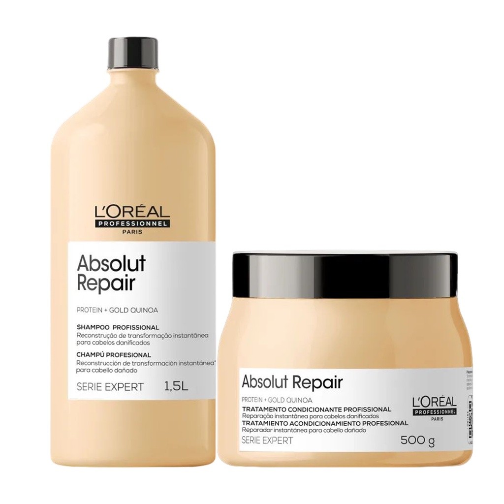 Kit L'Oréal Absolut Gold: Shampoo 1,5L + Máscara 500g