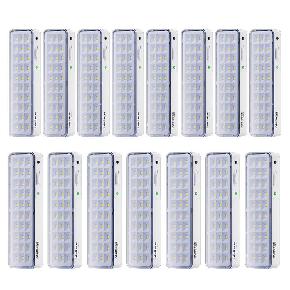 Kit Luminária Emergência LED Intelbrás: 15 Unidades