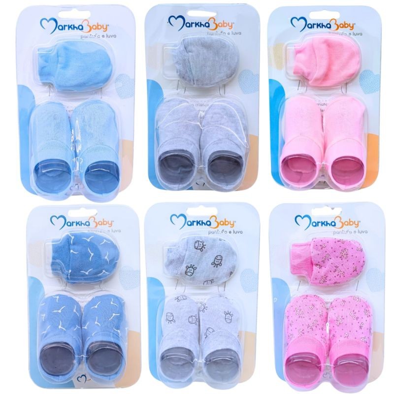 Kit Luvas e Pantufas 100% Algodão para Bebê Recém-Nascido – Conforto e Proteção