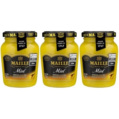 Kit 3 Mostarda Francesa Dijon C/Mell Maille 230 Gr
