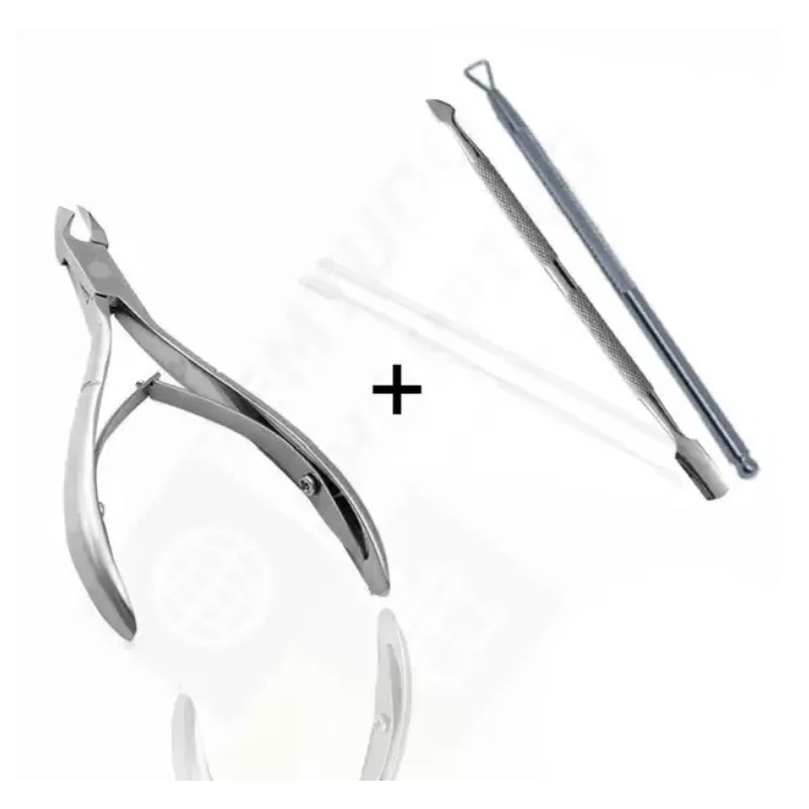 Kit Manicure 3 em 1: Cutícula, Fibra e Espátula