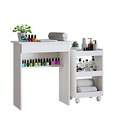 Kit Manicure Completo: Mesa + Carrinho Esmaltes