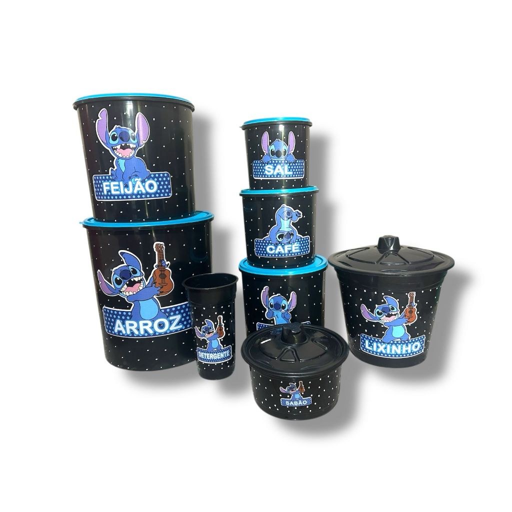 Kit Mantimentos e Pia com Estampa Stitch: Organização e Magia Disney para Sua Cozinha