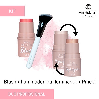 Kit Maquiagem Ana Hickmann: Blush, Pincel e Iluminador