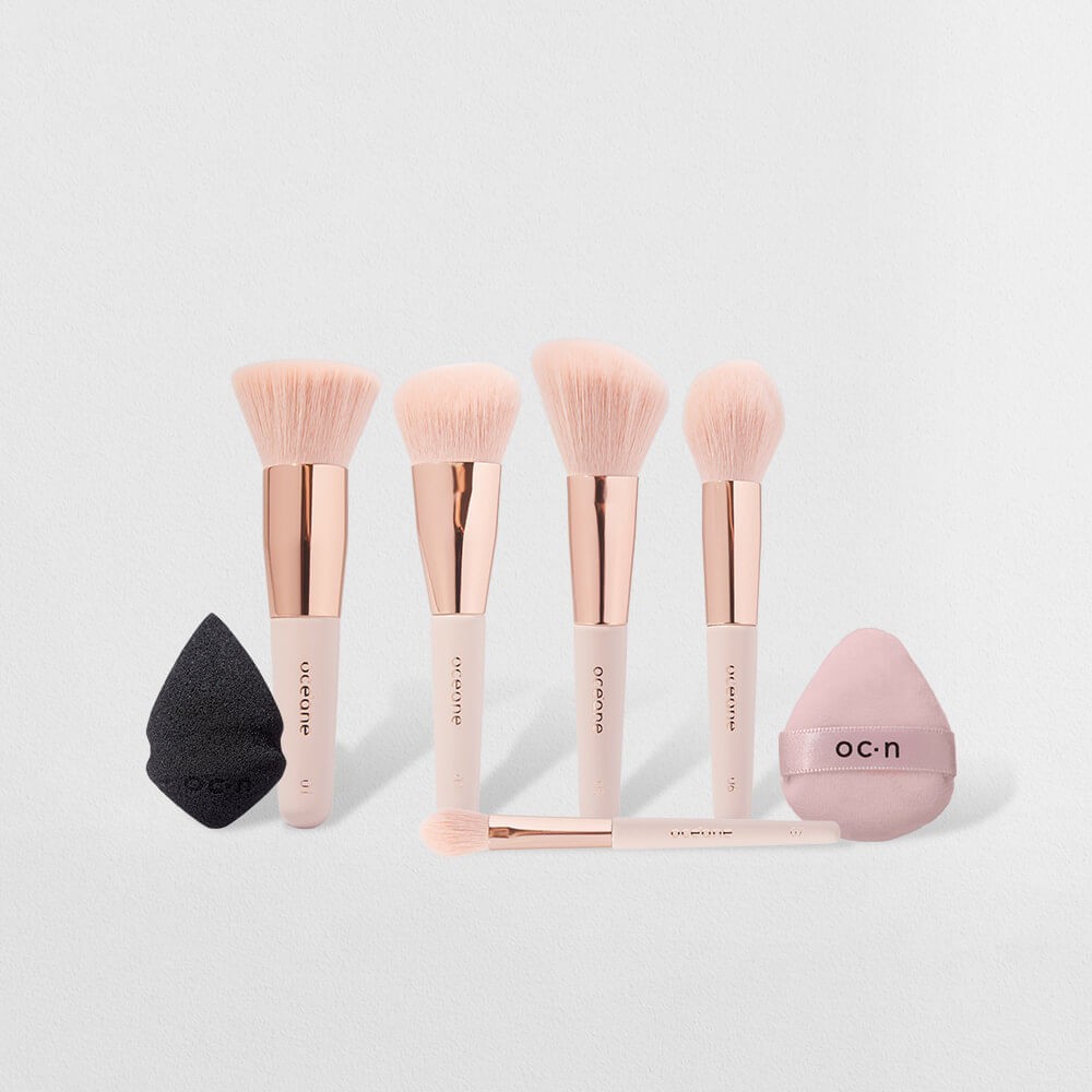 Kit Maquiagem Mini: Esponjas + Pincéis (7 Peças)