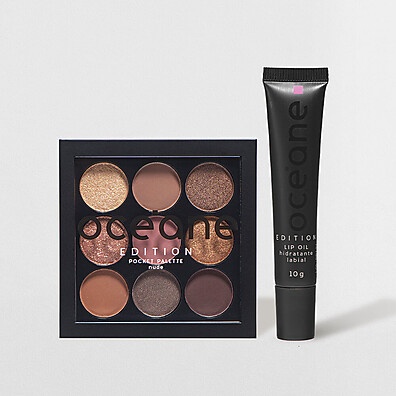 Kit Maquiagem Nude Océane: Sombras + Lip Oil
