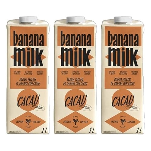 Kit 3X: Leite Vegetal de Banana Sabor Cacau Banana Milk 1L
