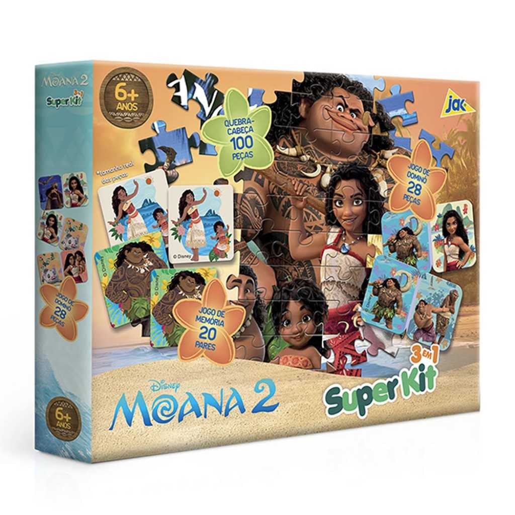 Kit Moana 2: Quebra-Cabeça, Memória e Dominó
