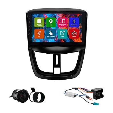 Kit Multimídia 9 Pol Peugeot 207 com Android e GPS