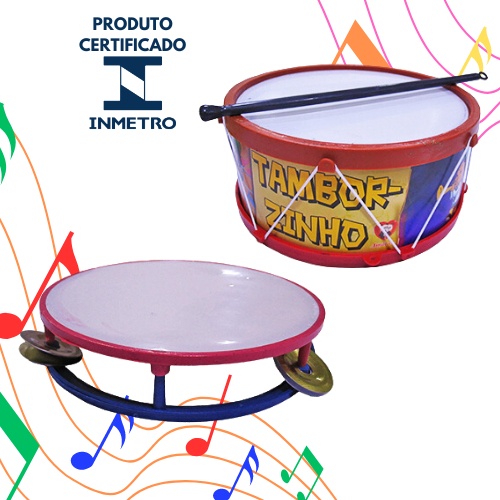 Kit Musical Infantil Pandeiro e Tambor Colorido – Pronto para Entregar!