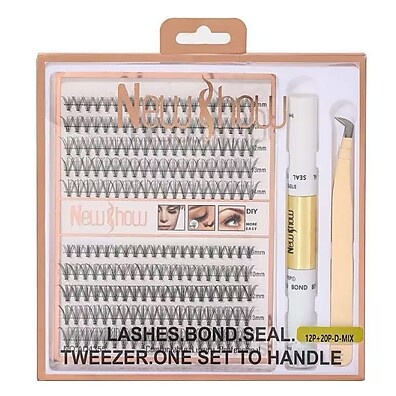 Kit New Show Cílios 12P+20P com Pinça, Cola e Selante