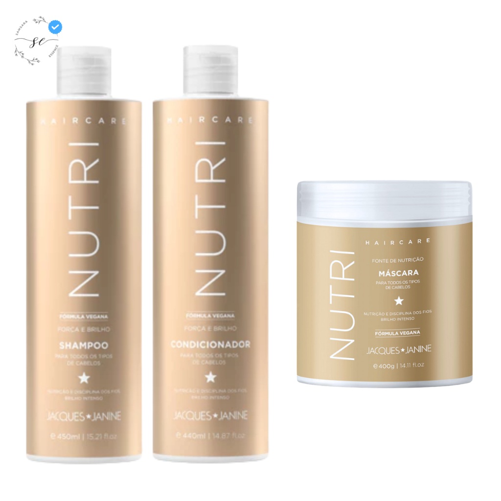 Kit Nutrição Intensa Jacques Janine: Shampoo e Condicionador para Cabelos Fortes e Brilhantes