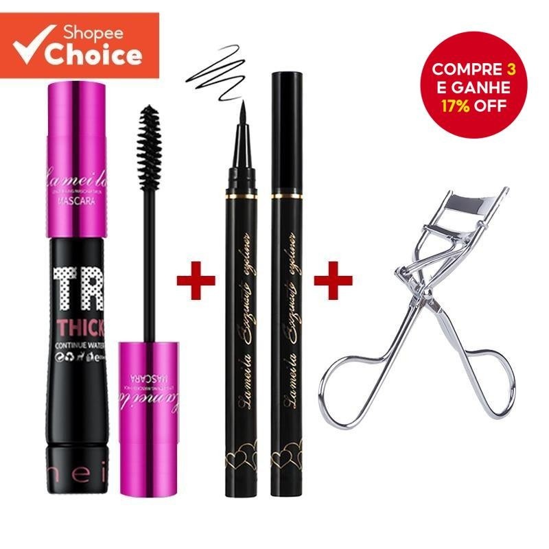Kit Olhos Lameila: Máscara + Delineador + Curvex