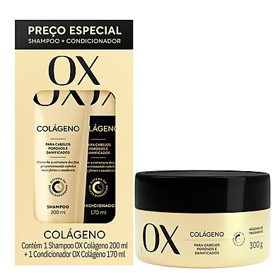 Kit Ox Shampoo + Condicionador e Máscara Colágeno – Hidratação Profunda