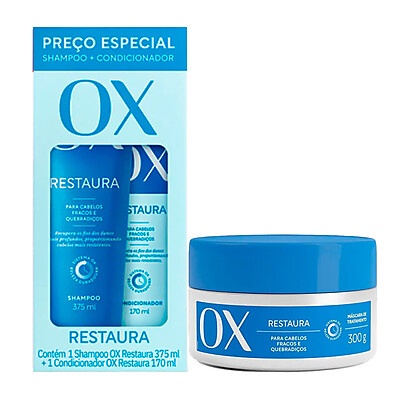 Kit Ox Shampoo + Condicionador + Máscara Restaura