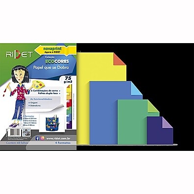 Kit Papel Que Dobra EcoCores 75g 48 Fls 6 Cores