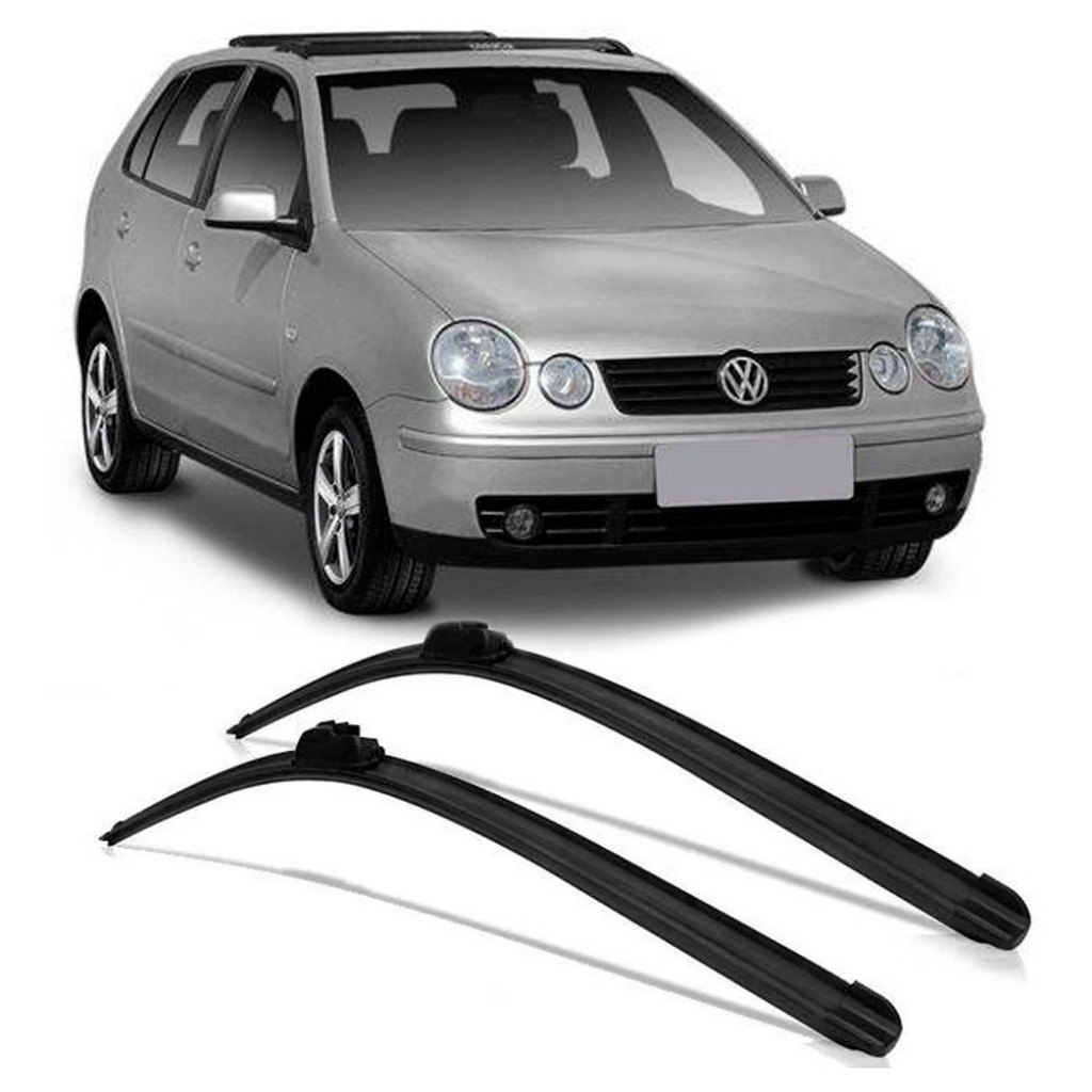 KIT PAR Palheta Limpador Parabrisa Silicone Polo Hatch 2001 a 2004