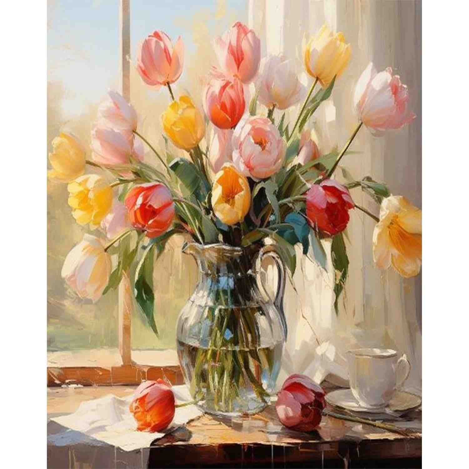 Kit de Pintura por Números Arttoplus - Flores 40x50cm | Atividade Relaxante para Adultos