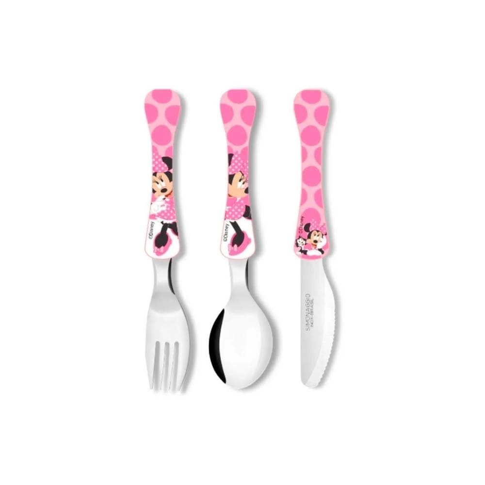 Kit Talher Infantil Minnie Disney - 3 Peças Divertidas e Seguras para Refeições