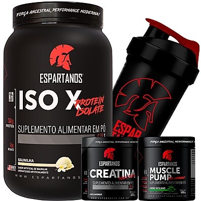 Kit Performance Espartanos: Whey, Creatina & Pré-Treino