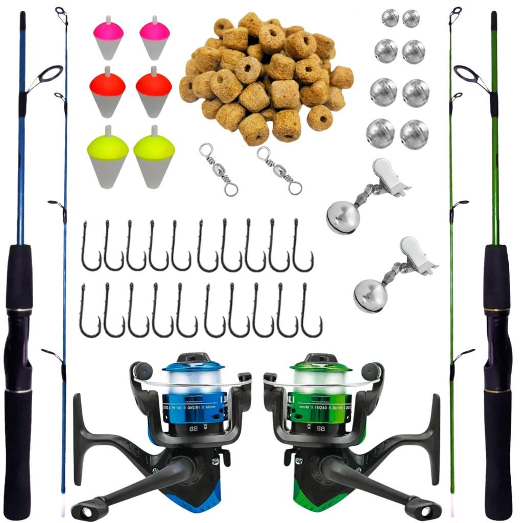 Kit Pesca Completo: 2 Varas, 2 Molinetes e Acessórios