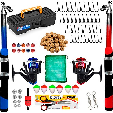 Kit Pesca Completo: 2 Varas + Molinete e Acessórios 🎣
