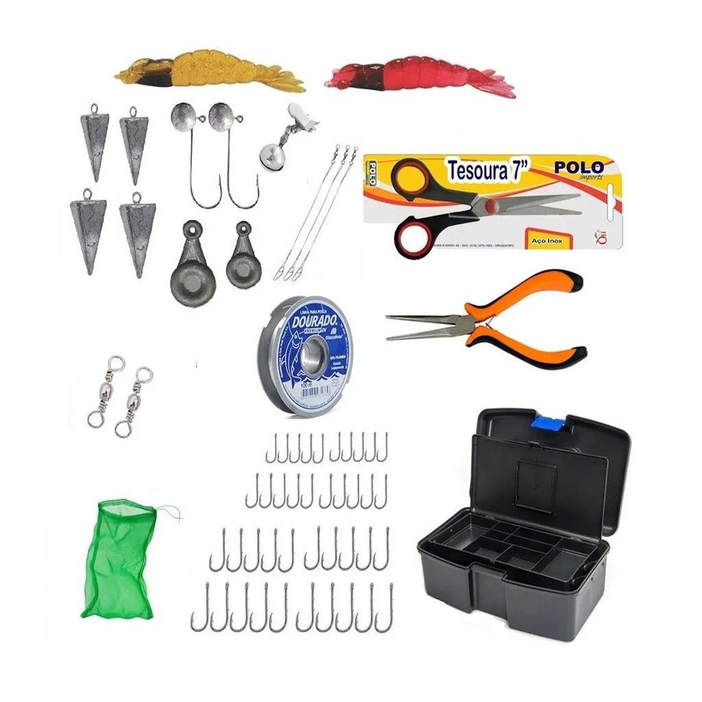 Kit Pesca Praia Completo: Maleta, Acessórios e Iscas